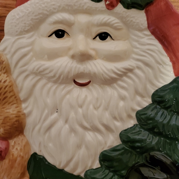 Santa Claus Christmas Platter Ceramic Hand Decorated - Picture 3 of 8